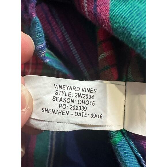 Vineyard Vines | Size: 8 | Plaid Flannel Tunic top Roll Tab Sleeve coastal beach - Picture 5 of 7